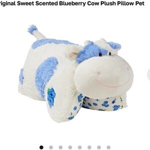 Sweet Scented Blueberry Cow Plush Pillow Pet - Blue and White